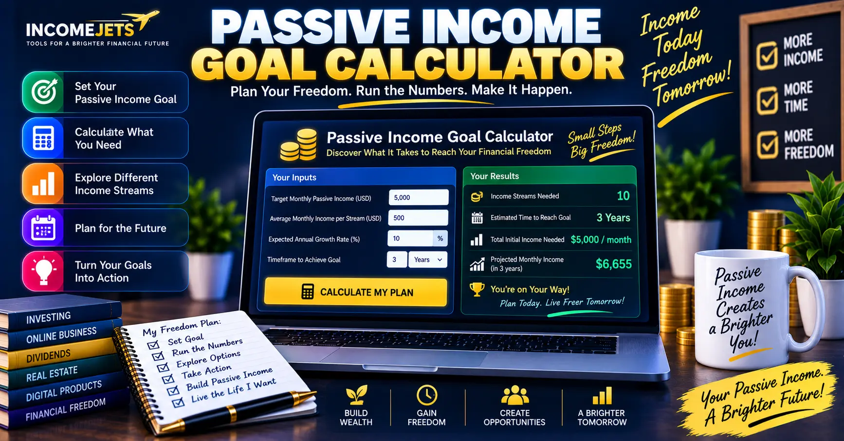 Passive Income Goal Calculator for planning monthly passive income targets